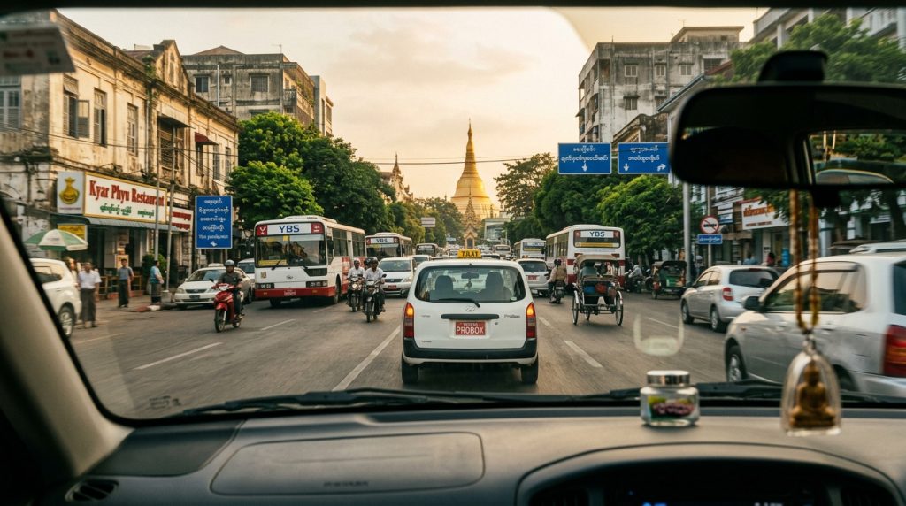 Tráfico urbano y conducción en Yangon