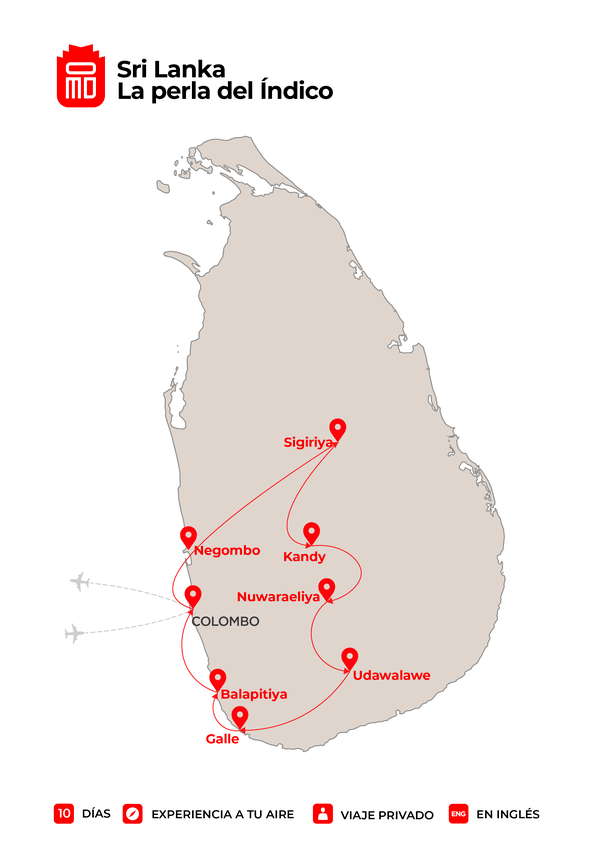 Mapa itinerario Sri Lanka